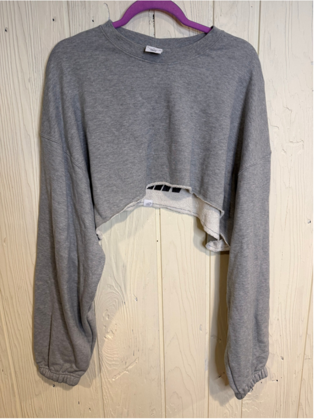 Women's Nike Cropped Sweatshirt Grey Black Size XL